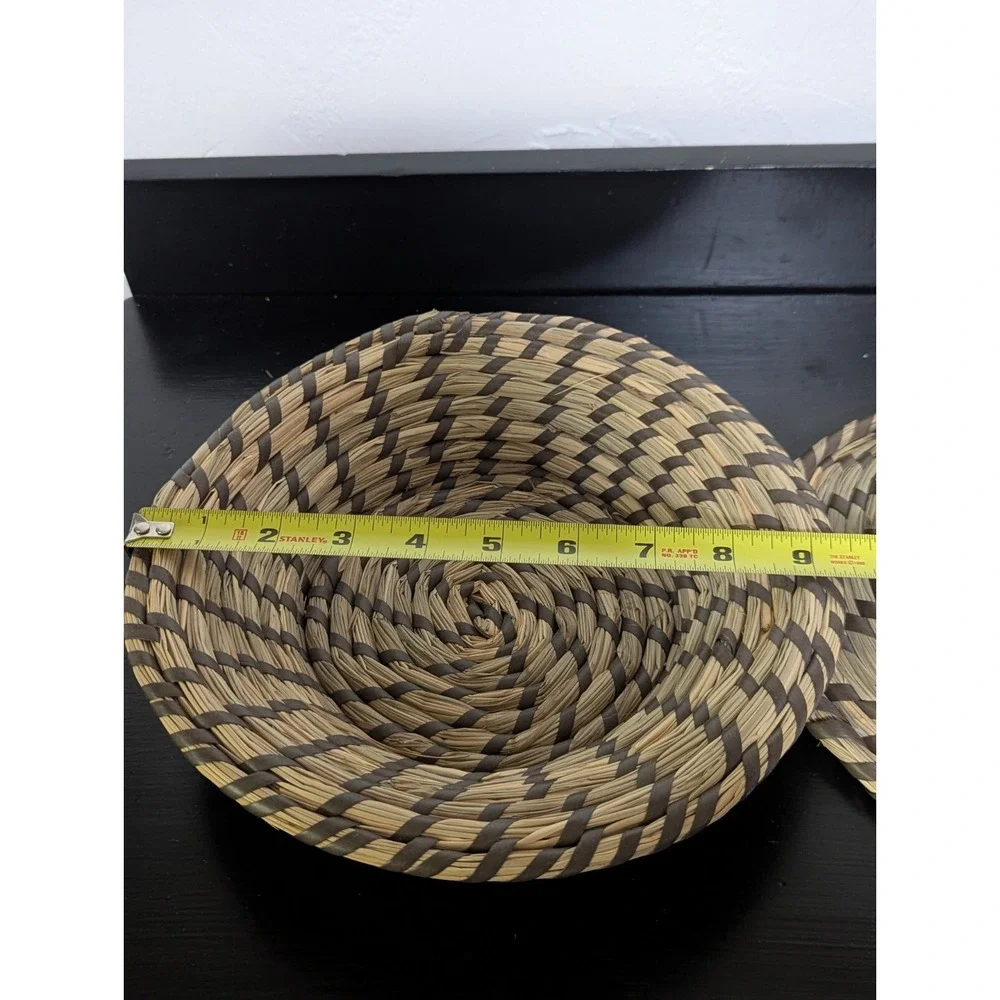 Handwoven Grass Coiled Baskets (Set of 2) Wall‎ Hanging or Table Top